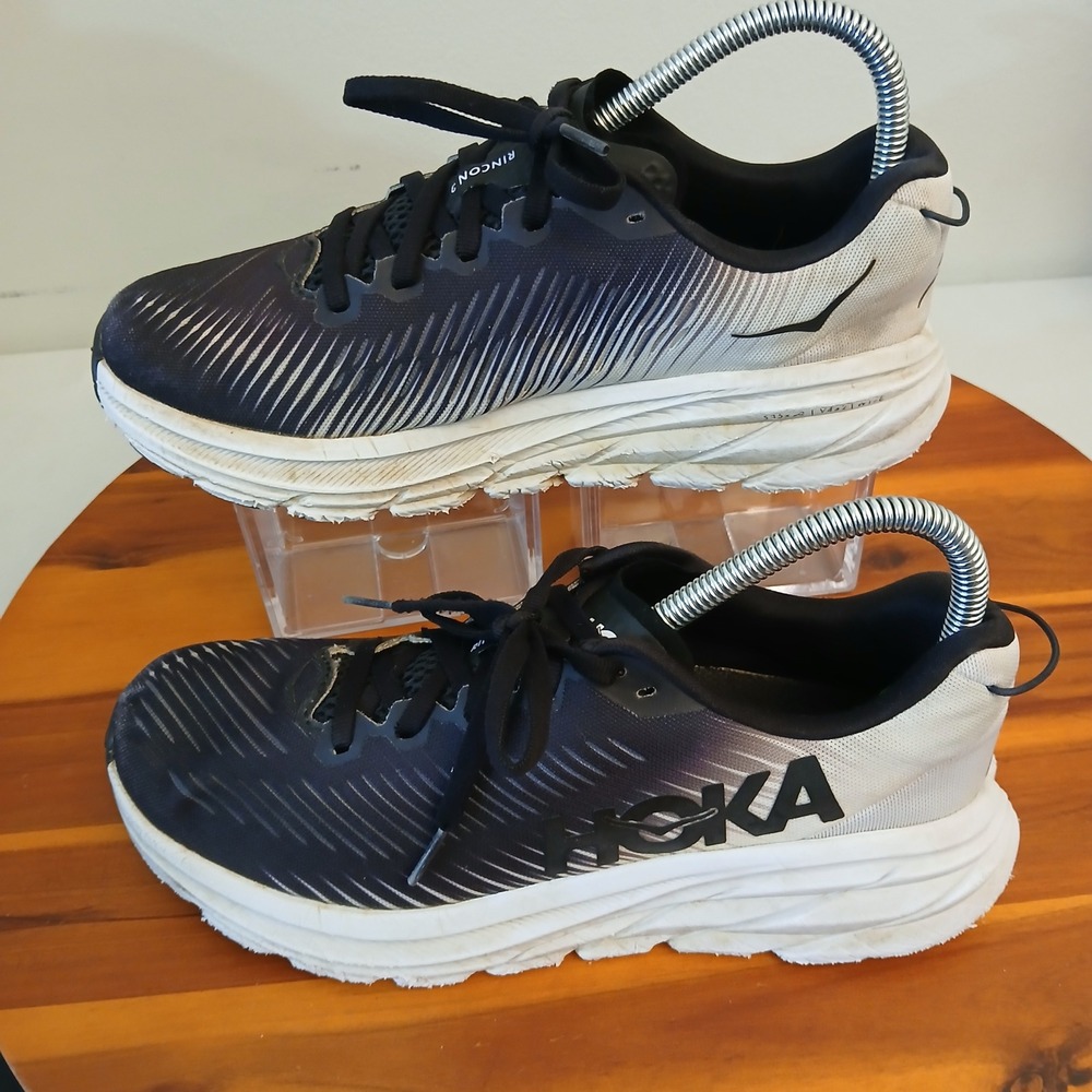 Hoka Rincon 3 Women 7 Black White Running Shoes Sneakers 1119396 BWHT